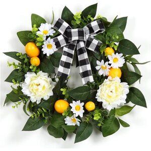 20 Inch Lemon Wreath for Front Door, Spring Summer Wreath